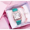 CARTERAS Light Luksusowa marka Kemanqi Square Diamond Bezel Skórzany zespół Carteras Women Watches Delikatne damskie zegarek na rękę kwarcową 878