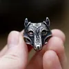 Cluster Rings 2022 NEW Mens 316L stainless steel ring viking wolf Ring Punk animal Ring For Men Fancy Halloween Jewelry free shipping240408