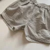 Pantalones para niños ropa pantalones cortos para niños 2024 niños verano casual estilo británico a cuadros sueltos pantalones simples