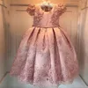 Śliczne tanie nowe sukienki z kwiatami różowe różowe sukienki Komunialne dla dziewcząt suknie balowe