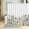 シャワーカーテンウィステリアフラワーツリー防水バスルームの装飾ロマンチックなバラの花植物カーテンポリエステル生地フック付き