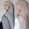 Halsdukar Fashion Chiffon Bited Hijab Turban Headwear Plaids Stora sjalar utan halkhuvud med huvudduk Långt fullt täckehuvudspackningar halsduk