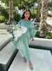 Roupas étnicas Ramadan Eid Satin Batwing Sleeve Abaya Turquia Islã Muslim Maxi Dress Roupos de oração Mulheres Kaftan kebaya Robe femme