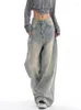 Damesjeans Koreaanse vintage Casual High Taille Women 2024 Wide Leg Baggy Jean Light Blue Straight Pants Y2K Style Denim Trousers