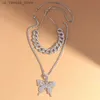 Colliers de pendentif Collier de pendentif en papillon réglé collier en ruine Hip Hop pour femmes Bling Cuban Link Chain Choker Jewelry240408