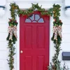 Decorative Flowers The Cordless Prelit Stairway Trim Christmas Wreaths For Front Door Holiday Wall Window Hanging Lit Wreath Outdoor