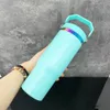 Portable 30oz Rainbow underneath Travel Mug Thermal Cup stainless steel Vacuum Insulated Water Bottle with Flip Straw and Top Handle for Laser engraving