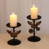 Kaarsenhouders set van 2 metalen houder voor pilaar zwarte centerpieces tafel decoratieve stands kxre