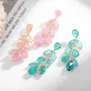 Boucles d'oreilles en peluche zircon de feuille de sarcelle rose pour femmes fille partie de mariage cadeau réel aiguille plaque à aiguille d'été