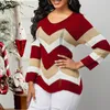 Frauen T -Shirts Misjoy Autumn Stripes kontrastfarben Frauen dünne Pullover Langarm Pullover Strick -Obertisch Jumper Weiches Häkel Ganchillo Punto