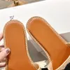 Straw Raffia Calf Leather Flat Slippers Stacked Leather Heel Round Toe Shaped Leather Outsole Rubber Insole Beige Black White Sizes 35-41