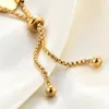 Fashion 18K Gold Plated Beaded Steel Adjustable Bracelet Luxury Bracelets for Women Party Jewelry Gifts 240318