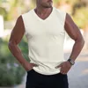 T-shirts masculins pour hommes en tricot en tricot de fitness côtené slim ajusté sans manches froides homme grand et grand gilet de t-shirt