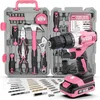 HISPEC 81PC PINK 18V Drift Power Drift sans fil Terminé Kit d'outils à main du garage à domicile pour bricolage 240407