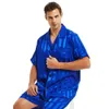 Mens Silk Satin Short Pajamas Set Pajama Pyjamas Set Sleepwear Set S M L XL 2XL 3XL 4XL 240326