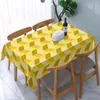 طاولة قطعة قماش مستطيلة الظلال من الغطاء الهندسي المكعب الأصفر المجهز فوت المائدة الفنية الحافة الحديثة للنزهة