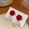 Charm Franse vintage acryl parelbloembladeren oorbellen voor vrouwen kpop mode feest sieraden veelzijdige accessoires cadeau240408