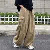 Trendy Cargo Pants Four Seasons Men Elastic Waist Drawcord Leg Opening Streetwear 240326