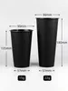 Disposable Cups Straws 50pcs Black Matte Milk Tea Cup 500ml 700ml Plastic Camping Party Birthday Beer Drinking With Lid And Straw