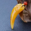 Anhänger Halsketten Natural Gold Jade hohle handgeschnitzte Wolfszähne Anhänger Marke Männer Frauen Jadeit Schmuck Halskette Frauenpendant