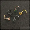 Nose Rings & Studs Fashion Stainless Steel Heart Shape Mticolor Hooks Piercing Body Piercings Jewelry Drop Delivery Dhsaq