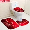 Duschgardiner röd valentin för badrumsdekor pedestal mattor toalett täcker lock badmattor mattor partition gardin med krokar