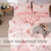 Bettwäsche-Sets Evich Hellrosa Set mit Erdbeermuster niedliche 3pcs für Mädchen Kinder Multi-Größe High-End Quilt Cover Home Textile