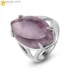 حلقات الكتلة CSJA Crystal Ring Womens Natural Stone Ring Treatble Treatment Pink Quartz Azure Opal Ring G574240408