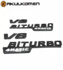 2PCSpair Blacksilver 3D V8 Biturbo 4Matic Emblem Badge Decal Car Sticker Carstyling för Benz CL63 CLS63 E63 C63 S63 AMG3451734