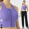 2024 Bra Lu Lu Yoga LU High Support Front-zip Women Sport Bra Zipper Front Adjustable Straps Fixed Cups Dancing GYM Exercise Vest Lemon Vest S