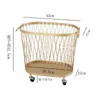 Laundry Bags Nordic Iron Dirty Clothes Storage Basket With Wheel Bathroom Movable Gold Rack Household Furniture Accessories