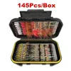 42145pcs Pesca a mosca Fliette bagnate a secco Nymph Streamer Artificiale Pesca Bass Trout Tackle Box 240327