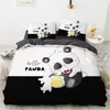 Bedding Sets Cartoon Panda Children's Set For Kids Baby Girls Pink Duvet Cover Pillow Case King Size Soft 2/3pcs Twin Quilt