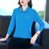 Wiosna jesienna Polo Golf Kobieta nosza T -koszulka z długim rękawem haft polo szyję sport