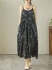 Cinghia senza maniche anteef cotone floreale vintage in abiti per donne abiti estivi lunghi casual sciolti abiti eleganti 240408