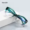 Sunglasses Frames Blue Light Glasses For Women Cateye Gradient Color Frame Fashion Decorative Portable Casual Prescription Men