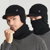 Berets Winter Warm Earflap Balaclava Hat For Men Women Scarf Set With Plush Velvet Beanie Men's Pullover Knitted Bonnets Male