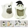 Candle Holders 2 Pcs Ceramic Ghost Holder Party Halloween Decor Gift Candleholder Candlestick Ceramics Stand Tealight