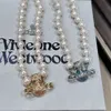 Designer Viviane Westwood Jewelry Empress Dowager Xis Ny Pin Drops Oil Saturn Kitty Pearl Necklace Collar Chain Light Luxury Sweet Cool Style High Grade Female