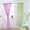 Занавес 1 шт. Фиолетовые зеленые плетеные прозрачные шторы листья пастырского стиля цветочное окно декоративное для спальни гостиной