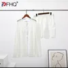 PFHQ 2023 Summer Hollow Out Sexy Lace Shorts Shirts SetS Mens Fashion Suit Vêtements TRENDY ELEGANT PLACE 240326