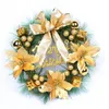 Fleurs décoratives 30cm Joyeux Noël Porte de couronne d'arbre suspendu Garland mur ornement de Noël couronnes Garlands Plantes Decor pour 2024 ans