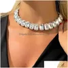 Chokers choker dames glanzend vierkante kristallen ketting mti-color imitatie edelstenen sieraden Europa en Amerika-stijl mode drop deli dhqdp