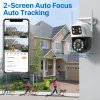 Cameras Outdoor PTZ 8MP 4K CAME DE SURVEILLANCE WIFI Deux objectif double écran AI Auto Tracking Security Camera ICSEE