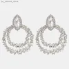 Clip géométrique de la mode charme sur les boucles d'oreilles Bridal No Piercing Accessoires Elegant Lady Large Rhingestone Boucles d'oreilles bijoux de mariage 240408