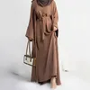 Abbigliamento etnico Donna musulmana Set 2 pezzi aperti ABAYA Sleeveless Abito hijab abito abbinato abito Dubai Turchia Kimono Islamic
