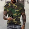 Camisetas masculinas camuflagem 3D camiseta masculina roupas de moda ao ar livre casual o pescoço de manga curta de verão masculino esportivo esportivo thirtsl2403