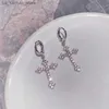 Charme boucles d'oreilles en cristal de zircon coréen Femmes Boucles d'oreilles Drop pour gothique punk Hip Hop Femme Piercing Boucles d'oreilles Bijoux de fête 240408Y0G2