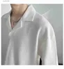Erkekler Sıradan Gömlekler Erkekler Hafif Küba Boyun Kısa Kollu Erkek Moda Örme Gömlek Gevşek Tasarru Tişört Siyah ve Beyaz Gri Camissa YQ240408