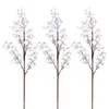 Decorative Flowers Home Decor Accents White Christmas Ornaments Realistic Snowy Berry Branches Festive Decorations For Diy Crafts